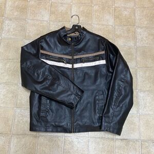 Whispering Smith Loudon New York Stylish Black Bomber Jacket with Tan Stripes